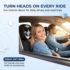 AJNZAU Pack of 2 Headrest Covers, Funny Car Headrest Covers with Horror Motif, Universal Fit, Elastic, Breathable, Ideal for Cars, Trucks and Campers