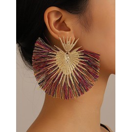 Goresory Gold Statement Earrings Tassel Earrings Fans Earrings Geometric Dangle Earrings for Women