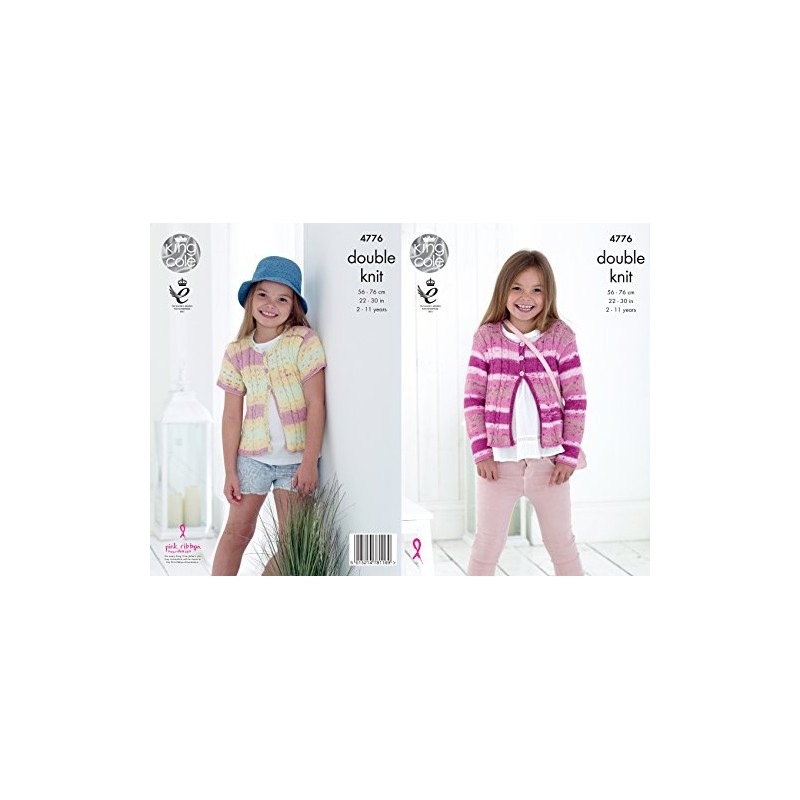 King Cole 4776 Knitting Pattern Girls Cardigans in King Cole