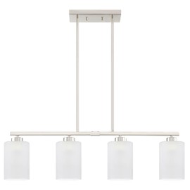 RAINLIGHTING 4 Light Linear Indoor Hanging Kitchen Island Light Brushed Nickel Finish Fixture,Modern 4.4" Frosted Glass Chandeliers Shade for Bar Dining Room Kitchen Island Over Sink