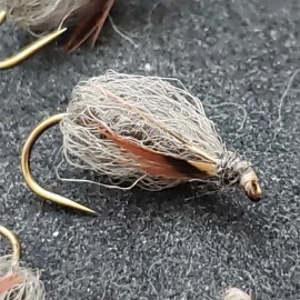 FRONTIER FLY COMPANY FLY FISHING FLIES SPARKLE CADDIS PUPA GRAY DUN # 18 NYMPH CUSTOM TIED