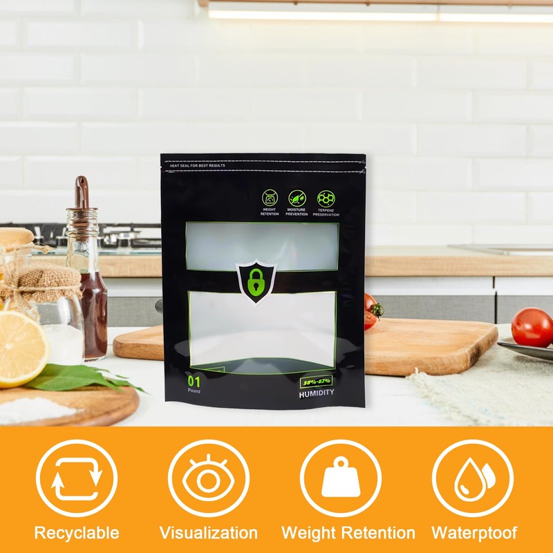 Storage Terp Bags 58%-62% RH 2-Way Humidity Control Bags for