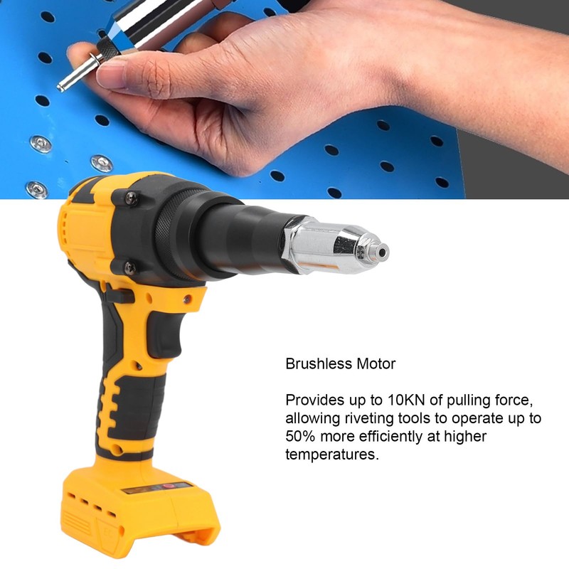 Oreilet Cordless Rivet Gun, 3.2‑4.8mm Brushless Portable Electric Rivet Tool,