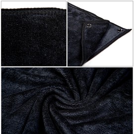 Microfibre towel120x50cm 400gsm Dual Use with Poppers - compact, ultra lightweight & quick dry towel - the perfect gym, travel & beach towel - swimming towel for sports, camping & hiking (Black)