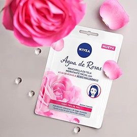 NIVEA Agua de Rosas Mascarilla Facial en Tela (1 pieza) - Hidratante Facial de Larga Duración con Ácido Hialurónico para una Piel Radiante y Fresca - Ideal para Todo Tipo de Piel