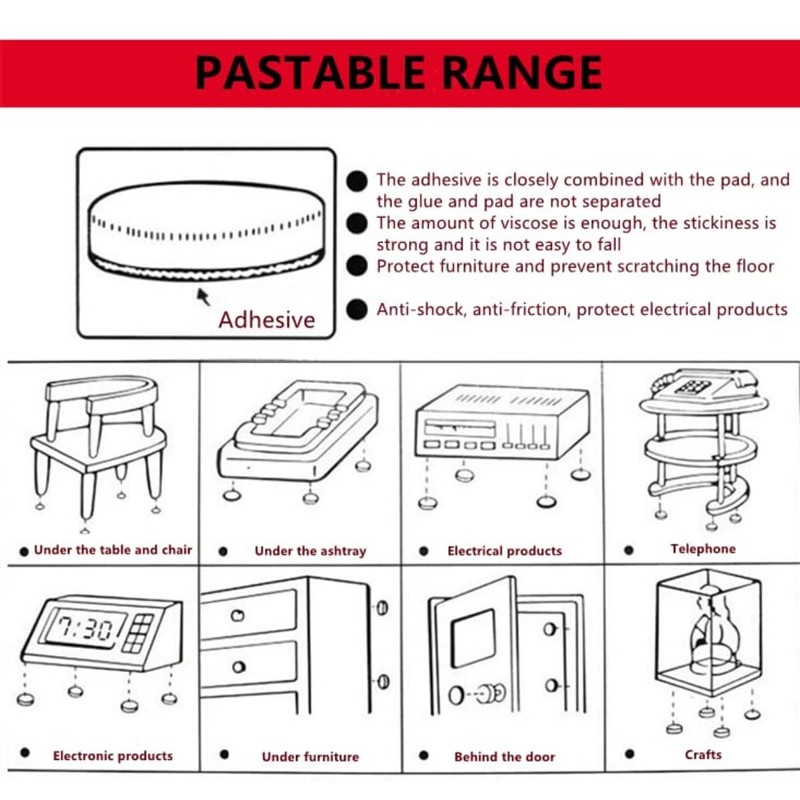 Non-Slip Rubber Furniture Pads, 12Pcs Wood Floor Protector Pad Table