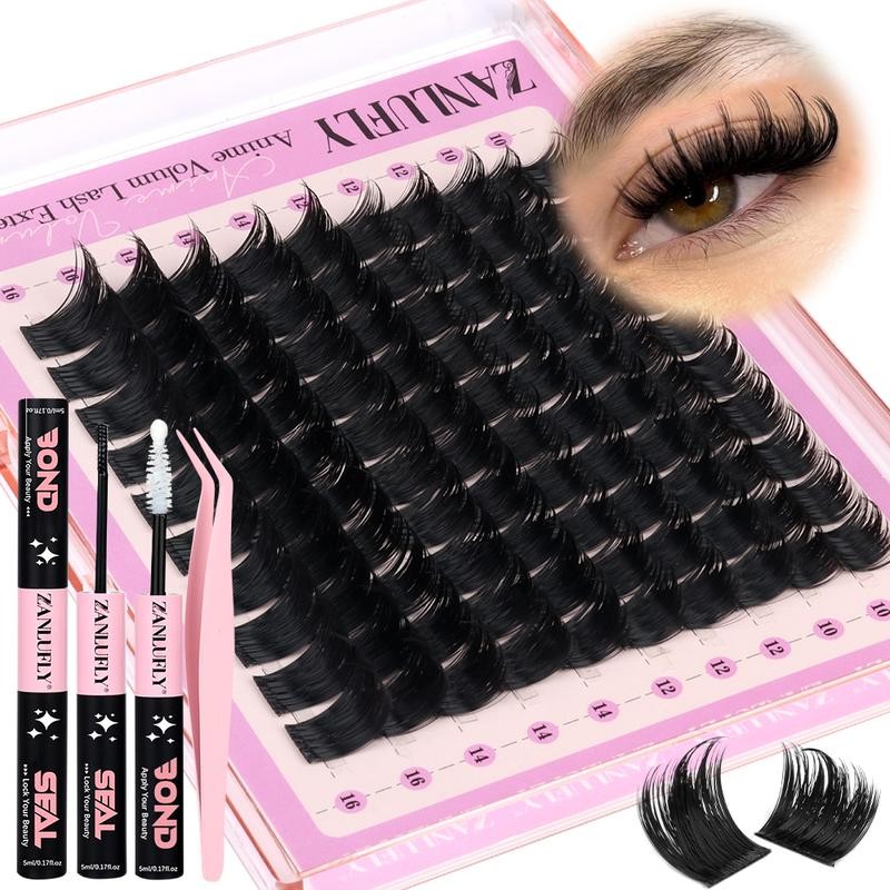 zanlufly Lash Clusters KIt D Curly Lash Extension Kit Volume