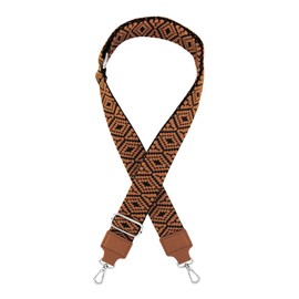 axy Shoulder Strap 4 cm Wide Adjustable Bag Strap for Handbags with Aztec Pattern Replacement Change Shoulder Strap Replacement Strap for Women Bags (Brown/Black)