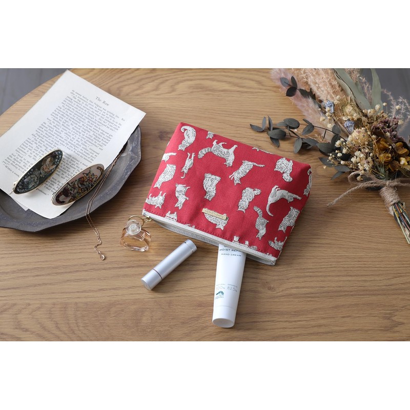 DDintex FLORET LONDON BASIC Pouch, L, Miao, Red, 7.1 x