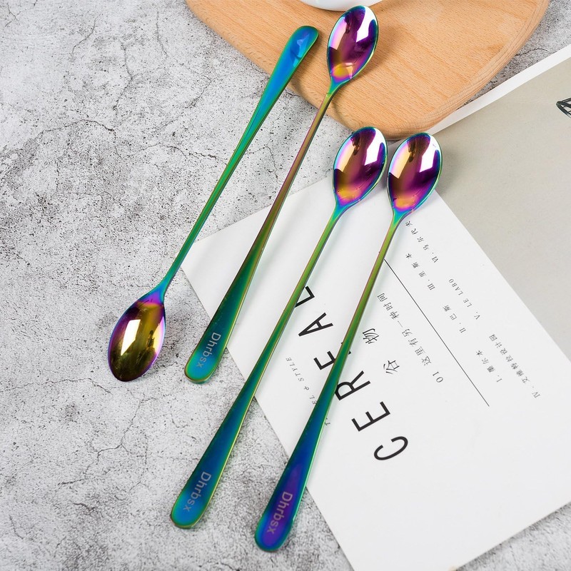 Long-handled ice tea spoon, cocktail stir spoons, stainless steel coffee