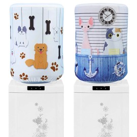 2 Pack Water Dispenser Barrel Covers Reusable Furniture Standard Cover High Stretchy Fabric Water Dispenser Bucket Dust Proof Cover for 5 Gallon Water Cooler(Marine Animals+Dogs)