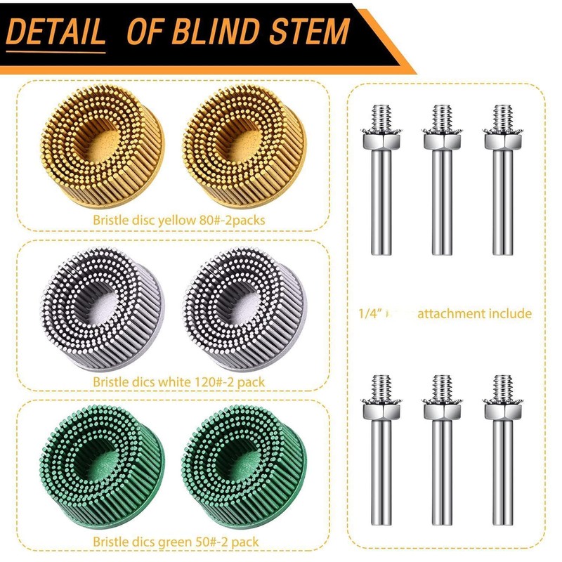 Honoson 6 Pieces 2 Inch Bristle Disc Grit Abrasive Bristle