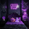 Creep It Real Halloween Neon Sign with Ghost & Spider