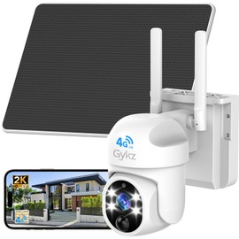 GYKZ 4G LTE Cellular Security Camera Includes SIM Card, Solar Powered 4G Security Camera No WiFi Needed, 2K HD 360° Live View, Color Night Vision, PIR Motion&Siren Alert, 2-Way Audio, Playback View