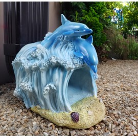 coolboy Gutter Downspout Extension Dolphin Statues Garden Decoration,Resin Statue Outdoor Decor,Animal Downspout Diverter,Gutter Extension Decorative,3"×4" Downspout Extender Diverter Splash Block