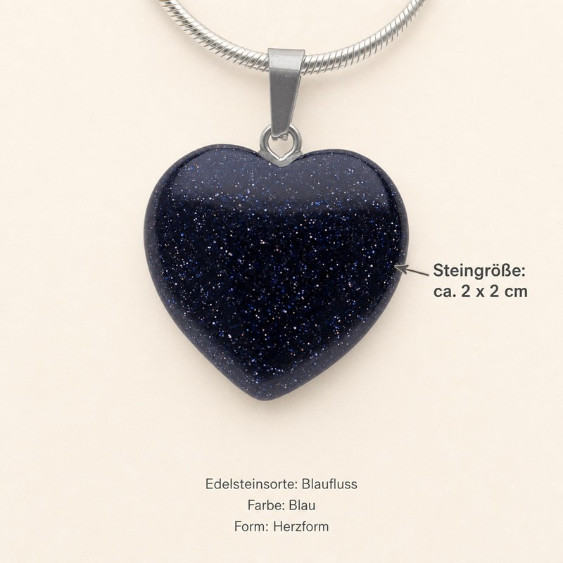 Lebensquelle Plus Heart Pendant Made of Sparkling Blue Stone 2