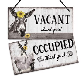 Putuo Decor Vacant Occupied Sign Occupied Sign for Bathroom Door Double Sided Hanger Plaque for Home Bathroom Office Restroom Conference Hotel Hospital Privacy Sign Donkey Grey