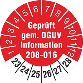 Pack of 50 30 mm Test Badges Tested According to DGUV Information 208-016 Ladders and Steps Test Labels 2023-2028