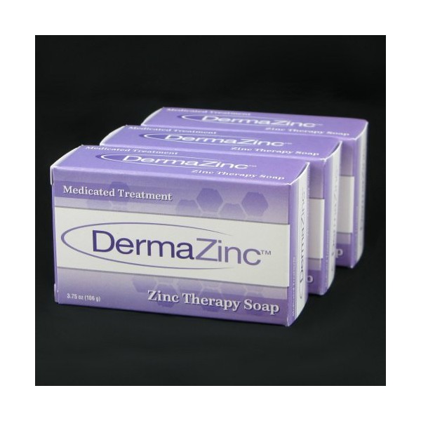 DermaZinc Zinc Therapy Soap 4.25 Ounce (120 gram) Bar - 3 Pack