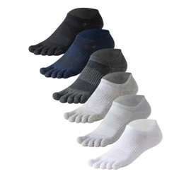 Black EAGLE Men's Five Toe Socks, Sports, Five Toe Socks, Ankle Length, Mesh, 9.8-10.6 inches (25-27 cm), Set of 6 Pairs