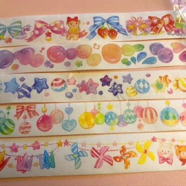 Unbranded 5PC) Colorful Party Balloons Ribbon Stationary Washi Tape Strips + Small Gifts