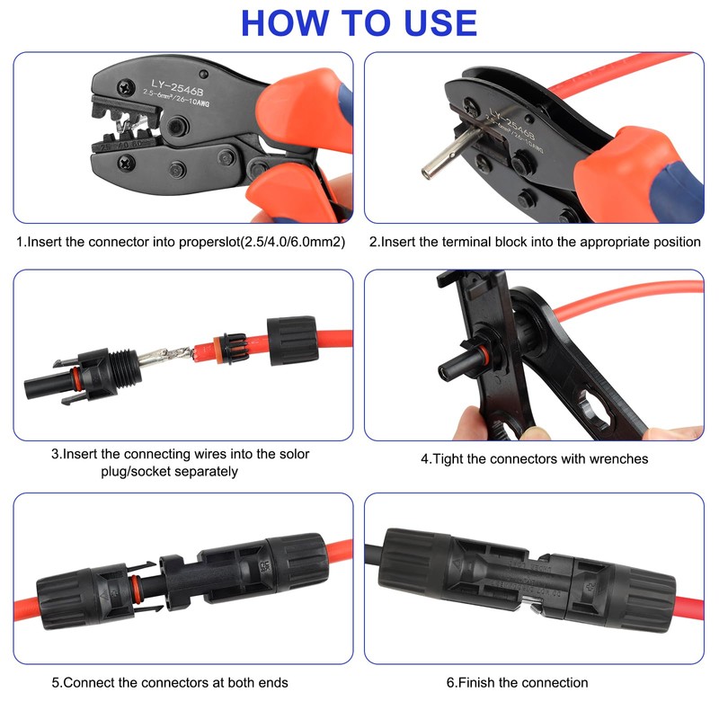 Solar Crimper Tool Kit with Crimper Stripper and 13 Pairs