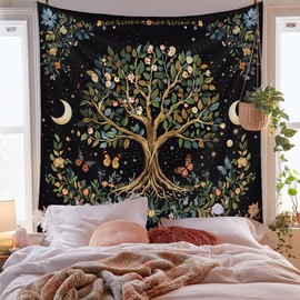 Jhdstore Tree of Life Tapestry Wall Hanging - Spiritual Nature Boho Wall Tapestry, Large Bohemian Wall Hanging Tapestries for Bedroom, Living Room, Yoga Studio, Dorm 71”x90”