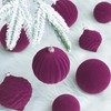 Pack of 25 Plastic Velvet Christmas Baubles, Velvet, Magenta, Purple,