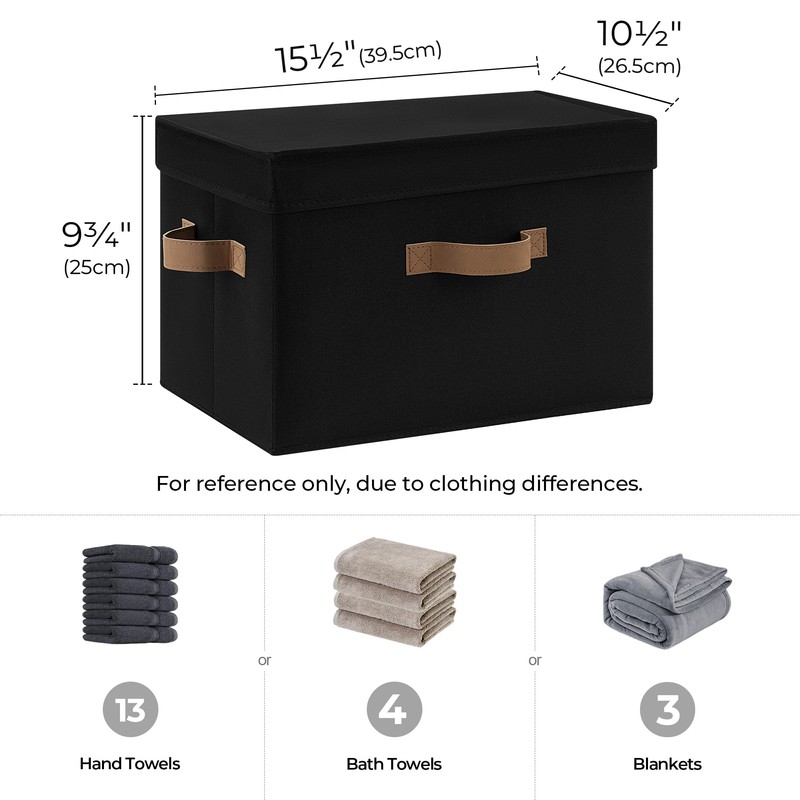 StorageWorks Fabric Storage Bins with Lid, Decorative Storage Boxes for