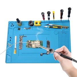 Tapete de Reparación de Silicona, Tapete de Silicona para Soldar, de Soldadura de Silicona Reparación de Electrónica Grande, Magnético Antiestático para Reparación Electrónica Esterilla (Azul, 1)