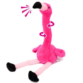 Hopearl Talking Flamingo Repeats What You Say Twisting Electric Interactive Animated Toy Speaking Plush Buddy Gift for Toddlers Birthday Festival Holiday, Pink,13''