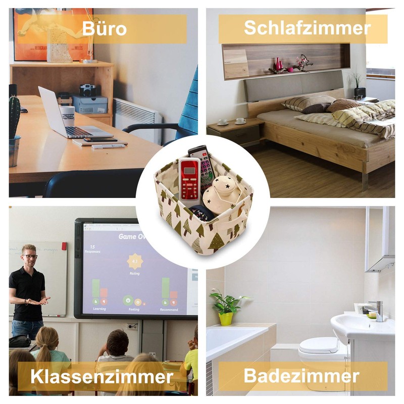 Storage Basket, 4-Piece Set, Foldable Linen Storage Box for Office,