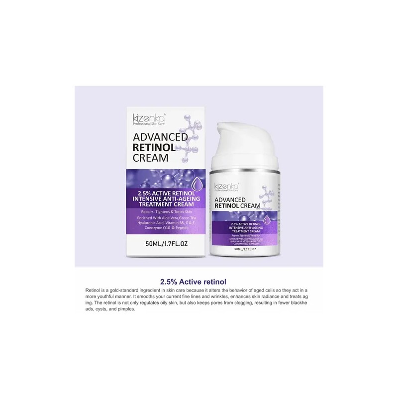 Crema Antiedad Kizenka Retinol 2.5% Hidratante Día/Noche 50ml