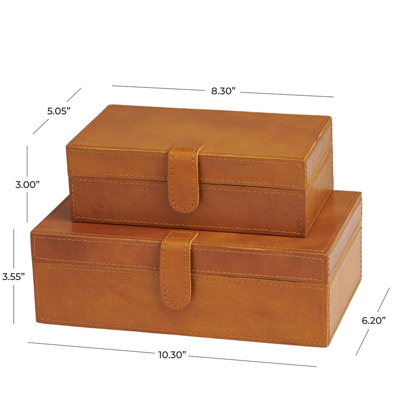Deco 79 Leather Handmade Decorative Box Storage Decorative Keepsake Boxes