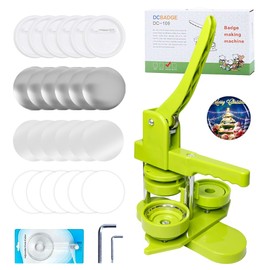 DCBADGE Button Maker Machine, Pin Maker Machine Kit (3rd Gen) Installation-Free DIY, Badge Maker Button Press Machine with Free Button Parts&Circle Cutter&Wrench Gadget (Green, 58mm（2.25in）)