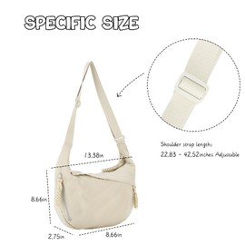 GOKTOW Crescent Hobo Crossbody Bag, Nylon Dumpling Shoulder Bag for Women Trendy Travel Sling Carryall Purses Bag