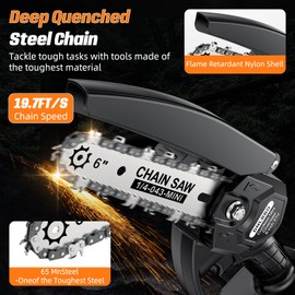 Mini Chainsaw Cordless 6-inch,Portable Electric Chainsaws Cordless,Mini Chainsaw for Tree Trimming Wood Cutting,with 2 Batteries,2 Chains, Best Gifts for Dad, Husband