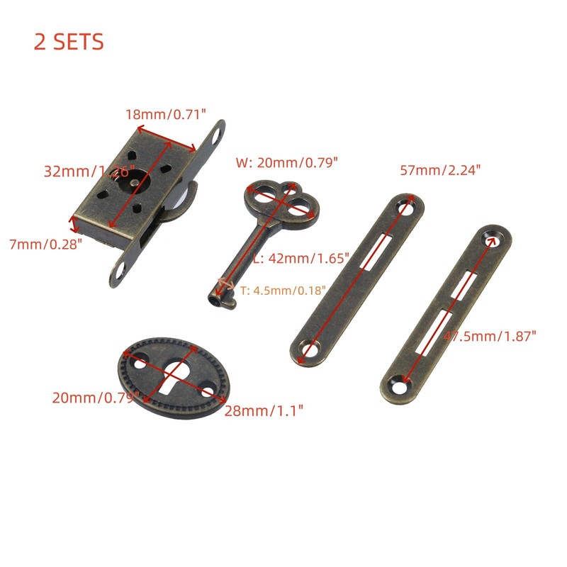 T Tulead Skeleton Key Lock Set Iron Cabinet Lock with