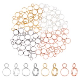 UNICRAFTALE Approximately 80 Pieces, 4 Colors, Inner Diameter 0.2 inch (4 mm), Ring Beads, Bead Charms, Hanger Beads, 304 Stainless Steel, Bail Beads, Hanger Links, Hanging Beads, Spacer Beads,