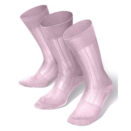 Men’s Ribbed Sheer Nylon Anklet Dress Socks - Soft, Breathable, No-Slip Comfort (Pink)