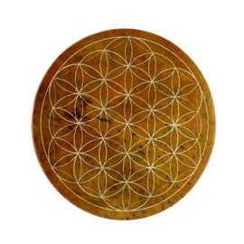 Budawi® Soapstone Coasters Set Round Flower of Life 7 Pieces in 7 Colours 10 cm