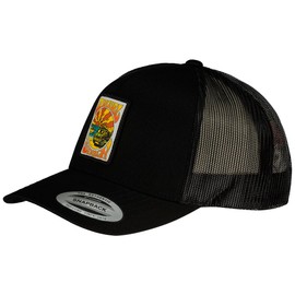 RIP CURL Men's Icons Trucker Hat, Mesh Back Cap Snapback, Adjustable Baseball, Black Custom Curve, One Size