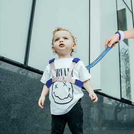 Felly Baby Anti Lost Safety Wrist Strap, Toddler Walking Harness Leash, Security Lock with 360 °Rotation and Retractability Wrist Link Belt Set, Toddler Leash(Harness and Reins,Blue)