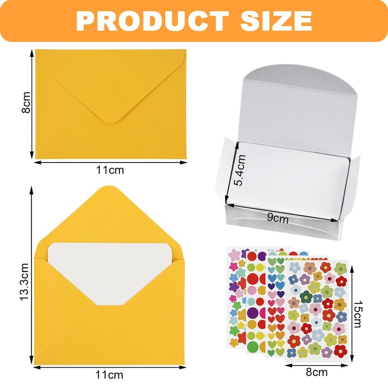 Lvjkes Mini Envelopes, Pack of 72 Pure Colour Mini Envelopes,