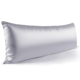 Zenssia Side Sleeper Pillow Cover 40 x 145 cm, 1 Piece - Satin Cushion Cover Soft as Silk Pillowcase 40 x 145 cm Hair and Skin Care with Zip, Light Grey