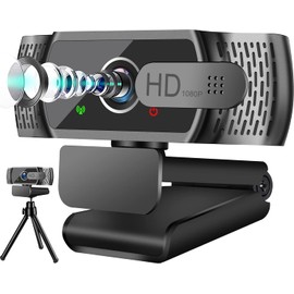 Neefeaer Full HD1080P Webcam with Microphone, Automatic Light Correction, USB PC Webcam with Cover, 110° Wide Angle, PC Camera for PC, Laptop, Computer, Linux, Mac