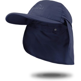 normani Savannah Summer Cap with Roll-Up Neck Protection, navy