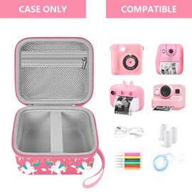 Leayjeen Kids Camera Case Compatible with ESOXOFFORE/Dylanto/GKTZ/HiMont/CAMCLID Kids Camera Instant Print for Holiday Gifts and Birthday Gifts for Kids 3-12 Years Old - Pink Unicorn (Case Only)