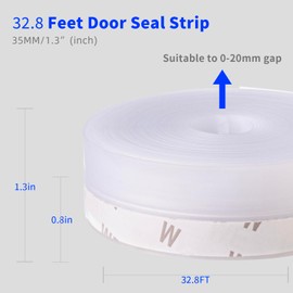 32.8 Feet Door Weather Stripping Door Seal Strip Window Seal Silicone Sealing Tape for Door Draft Stopper Adhesive Tape for Doors Windows and Shower Glass Gaps,Silicone Seal Strip White