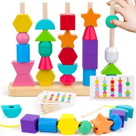 XIAOYANGKEJI Juguetes Montessori Secuenciación de Cuentas, Clasificación y Apilamiento, Juego de Habilidades Motoras Finas de Aprendizaje Preescolar, Juguetes Educativos Regalos para Niños y Niñas